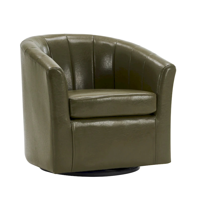 Fauteuil pivotant en similicuir avec coussin amovible