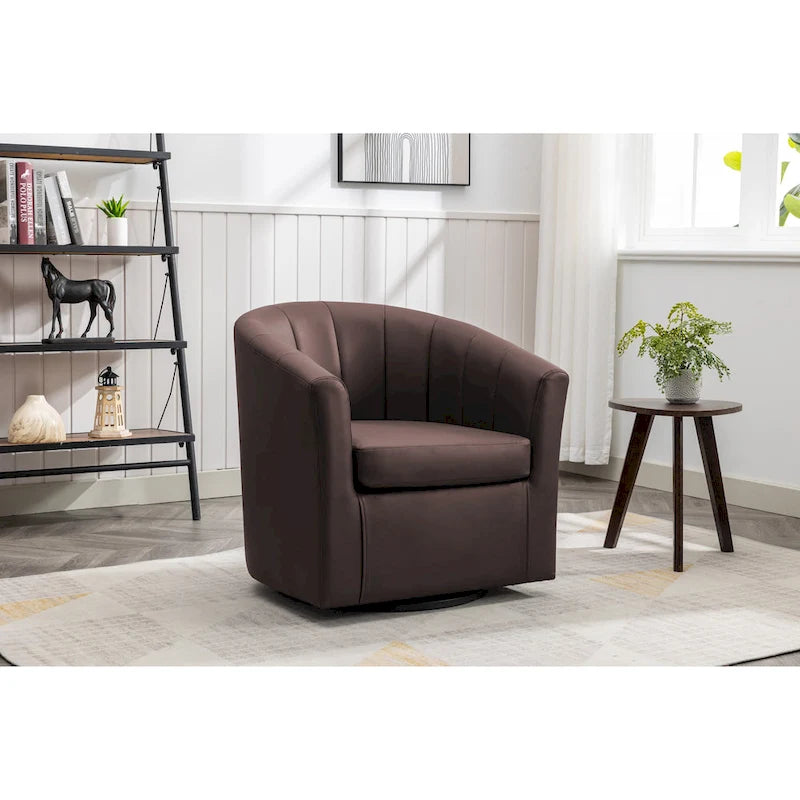Fauteuil pivotant en similicuir avec coussin amovible