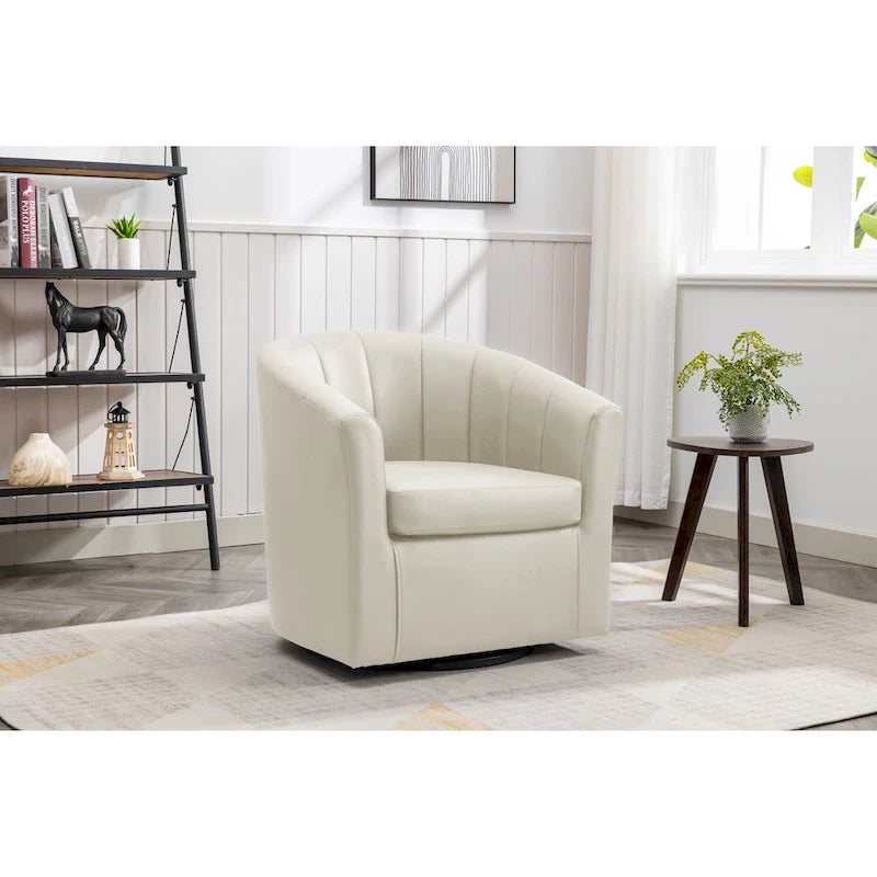 Fauteuil pivotant en similicuir avec coussin amovible