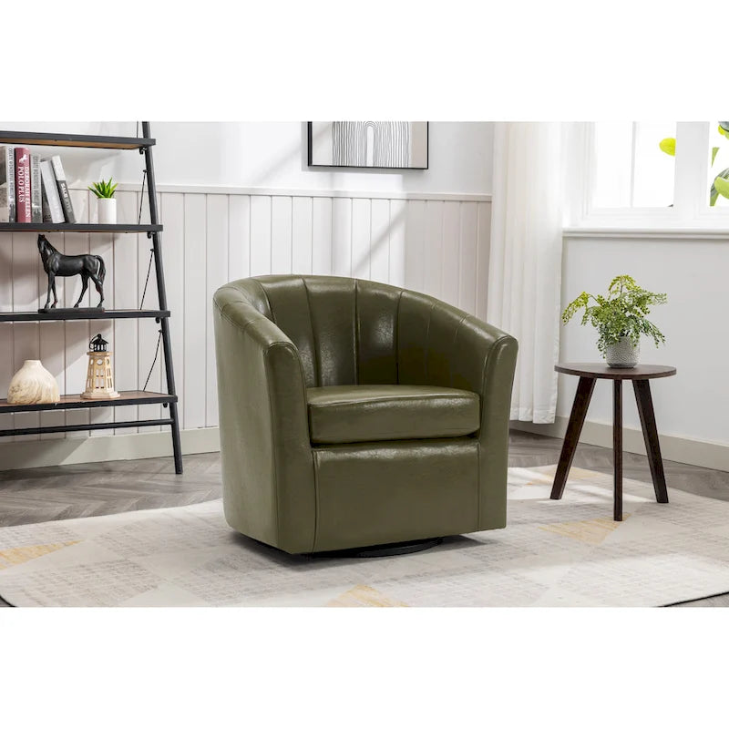 Fauteuil pivotant en similicuir avec coussin amovible