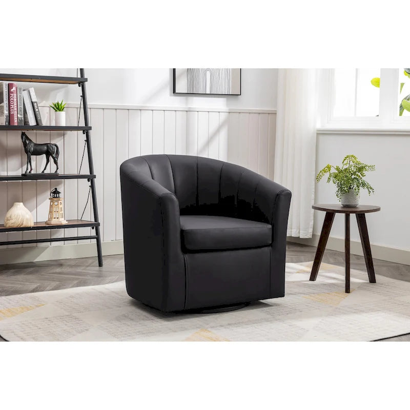 Fauteuil pivotant en similicuir avec coussin amovible