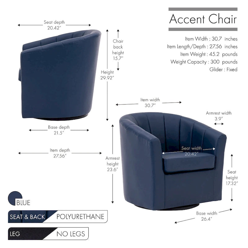 Fauteuil pivotant en similicuir avec coussin amovible