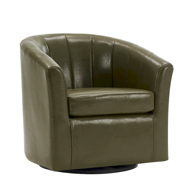 Fauteuil pivotant en similicuir avec coussin amovible