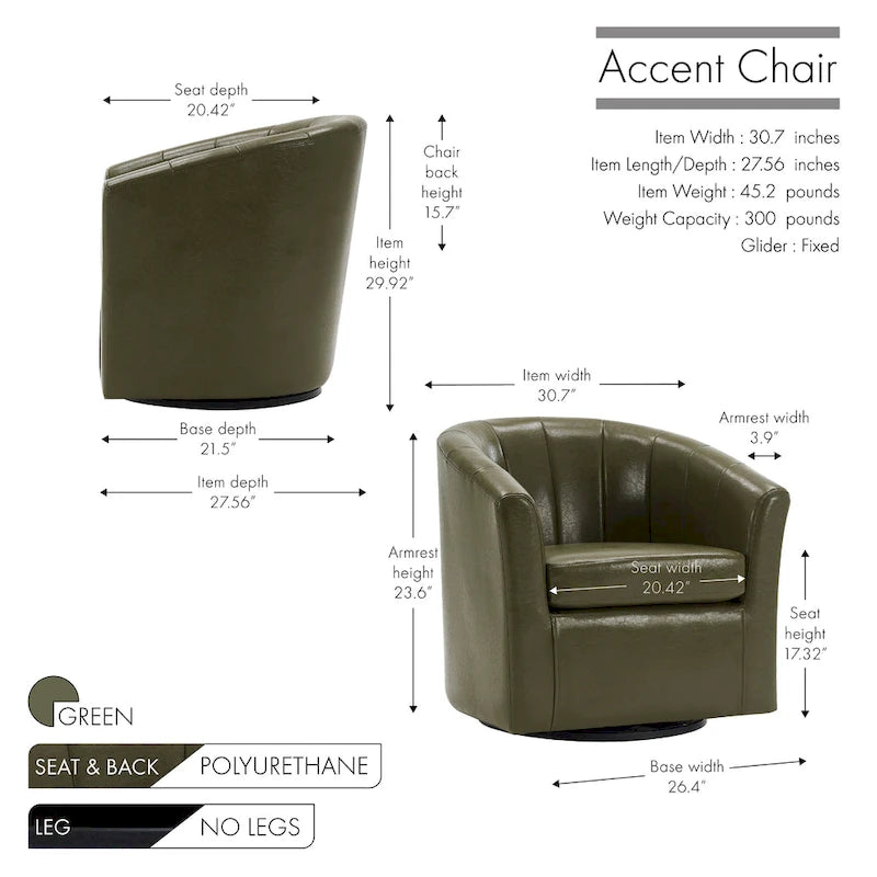 Fauteuil pivotant en similicuir avec coussin amovible