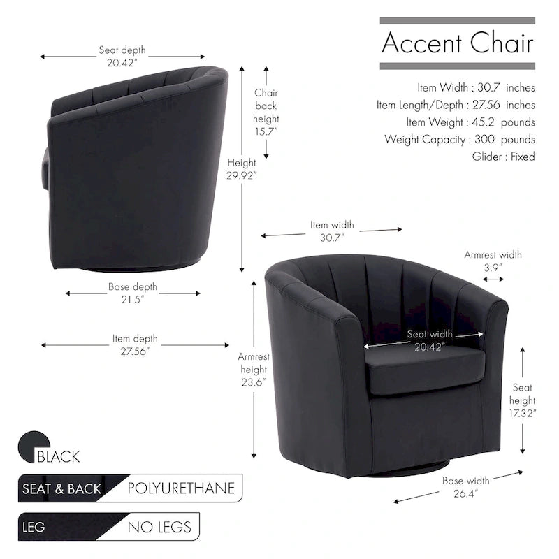 Fauteuil pivotant en similicuir avec coussin amovible