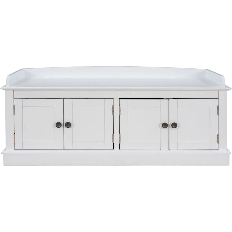 Banc de rangement avec 4 portes et étagères réglables