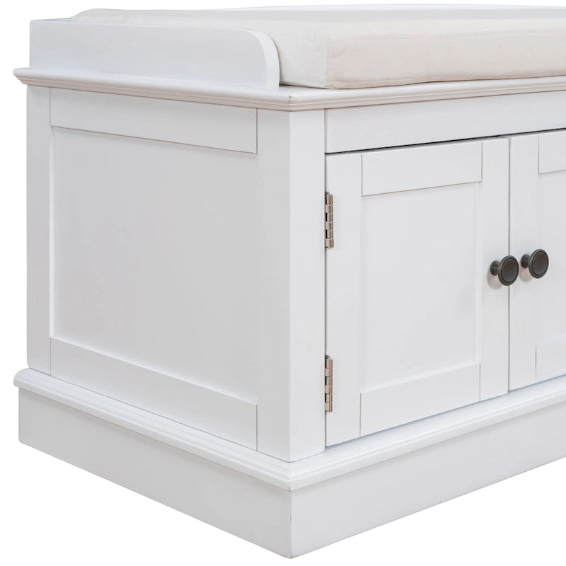 Banc de rangement avec 4 portes et étagères réglables