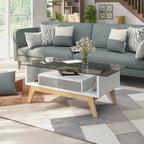 Table basse moderne en verre de 47 pouces avec étagère