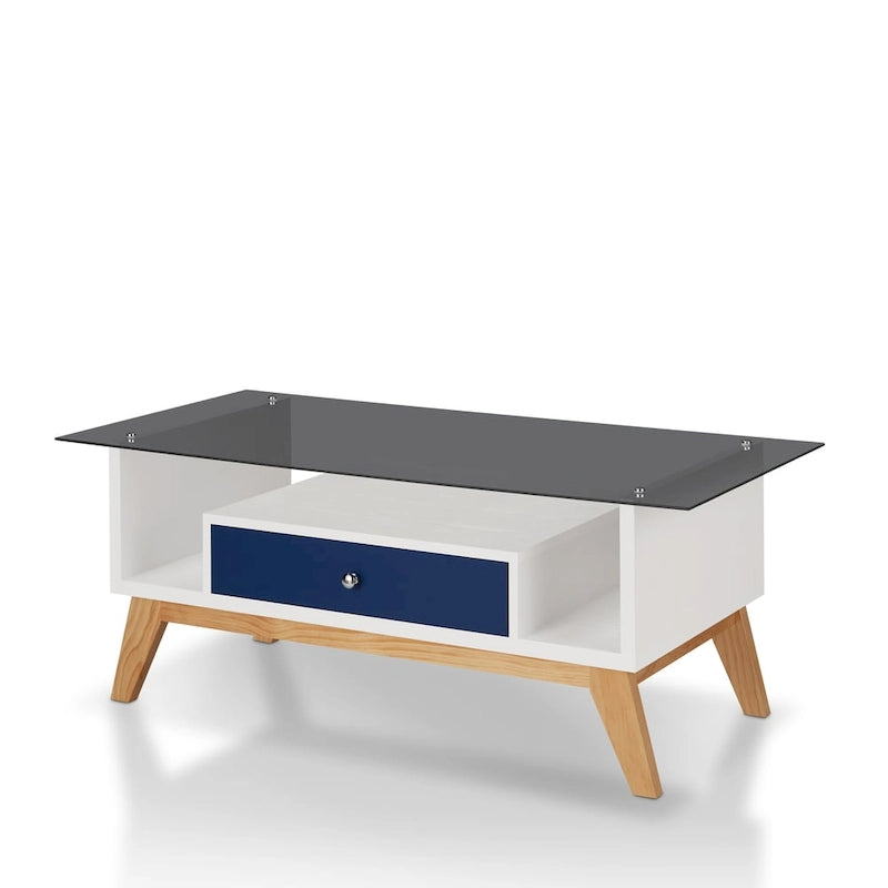 Table basse moderne en verre de 47 pouces avec étagère