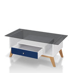 Table basse moderne en verre de 47 pouces avec étagère