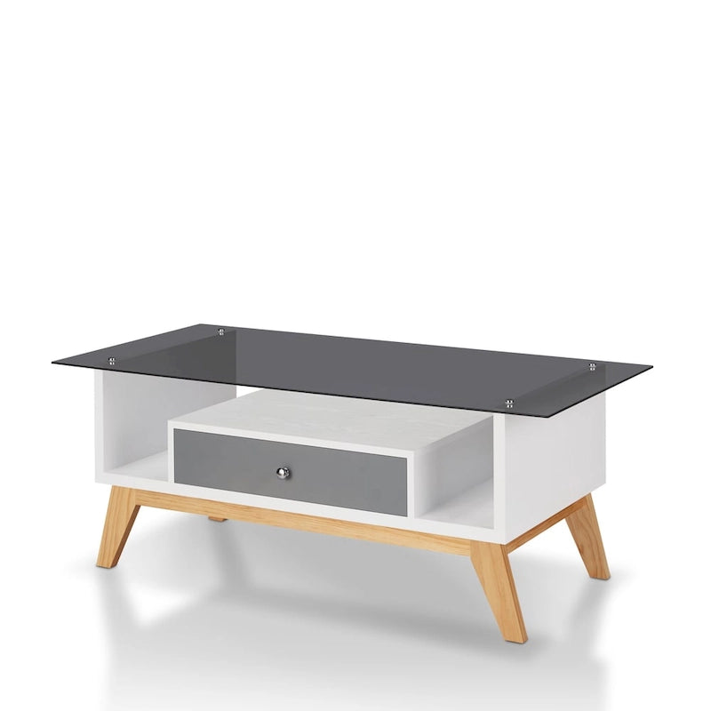 Table basse moderne en verre de 47 pouces avec étagère