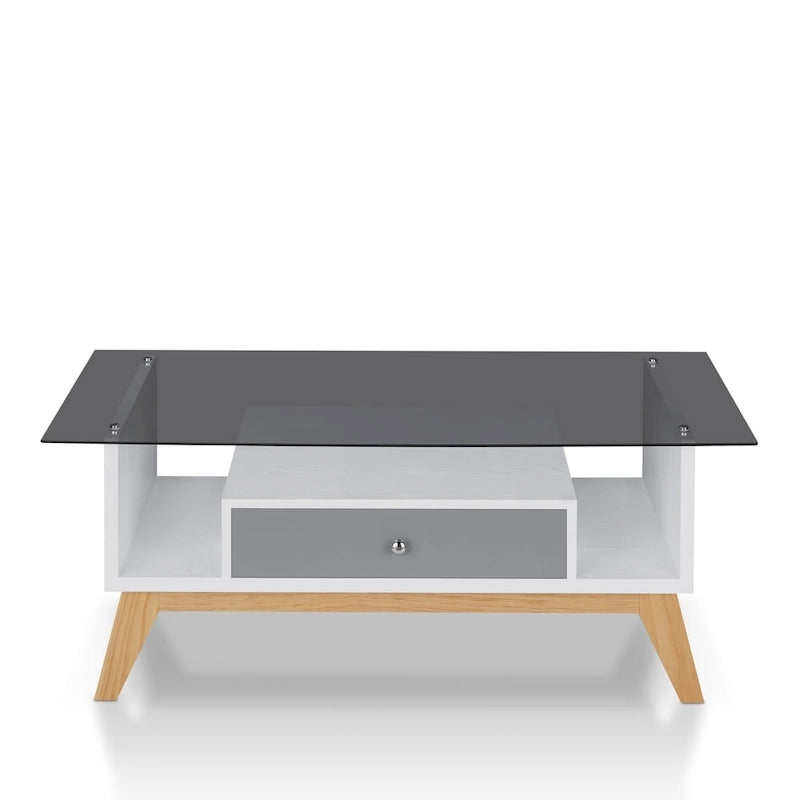Table basse moderne en verre de 47 pouces avec étagère