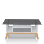 Table basse moderne en verre de 47 pouces avec étagère