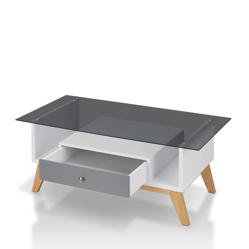 Table basse moderne en verre de 47 pouces avec étagère