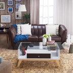 Table basse moderne en verre de 47 pouces avec étagère