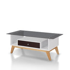 Table basse moderne en verre de 47 pouces avec étagère