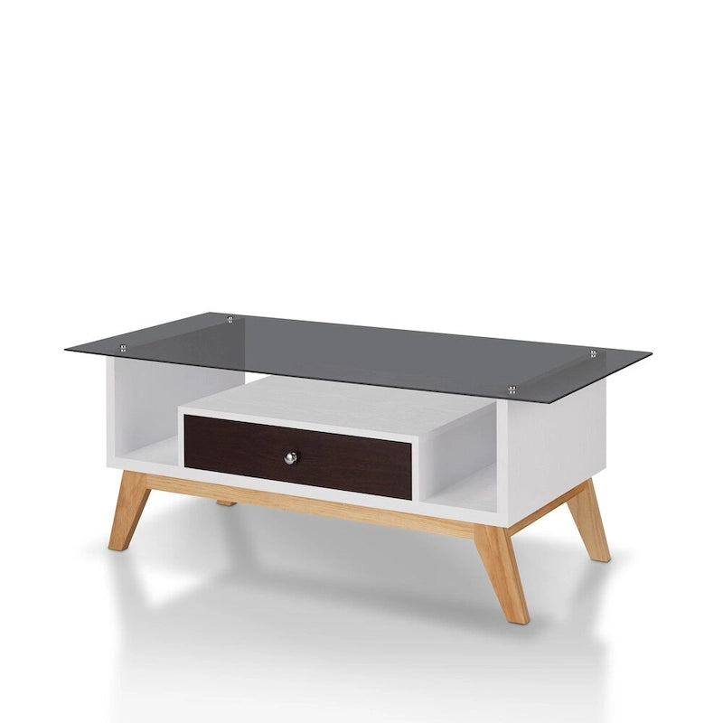 Table basse moderne en verre de 47 pouces avec étagère
