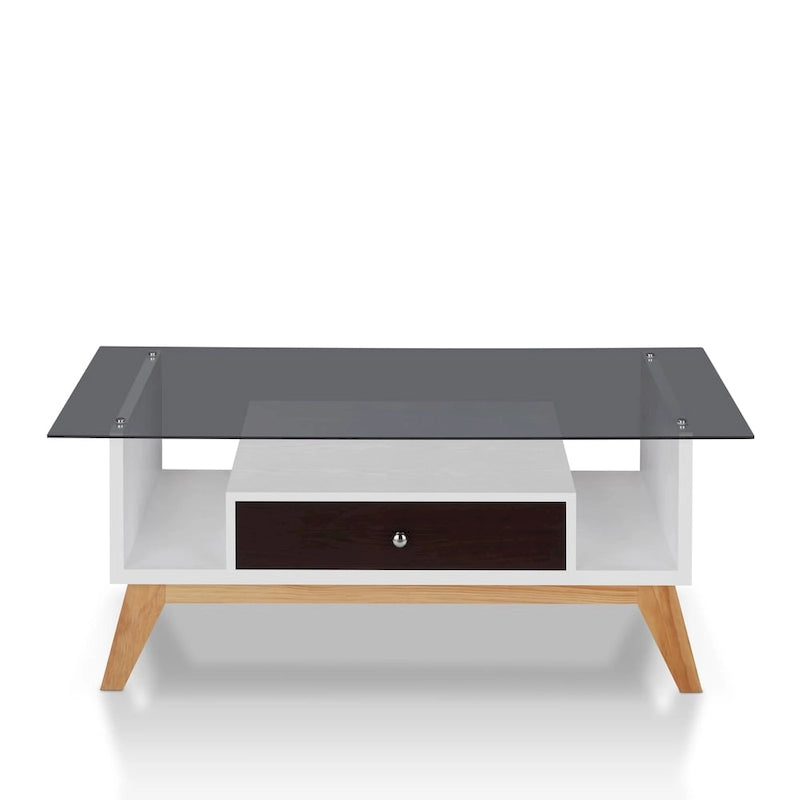Table basse moderne en verre de 47 pouces avec étagère