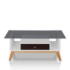 Table basse moderne en verre de 47 pouces avec étagère
