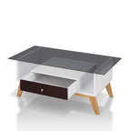 Table basse moderne en verre de 47 pouces avec étagère