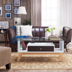 Table basse moderne en verre de 47 pouces avec étagère
