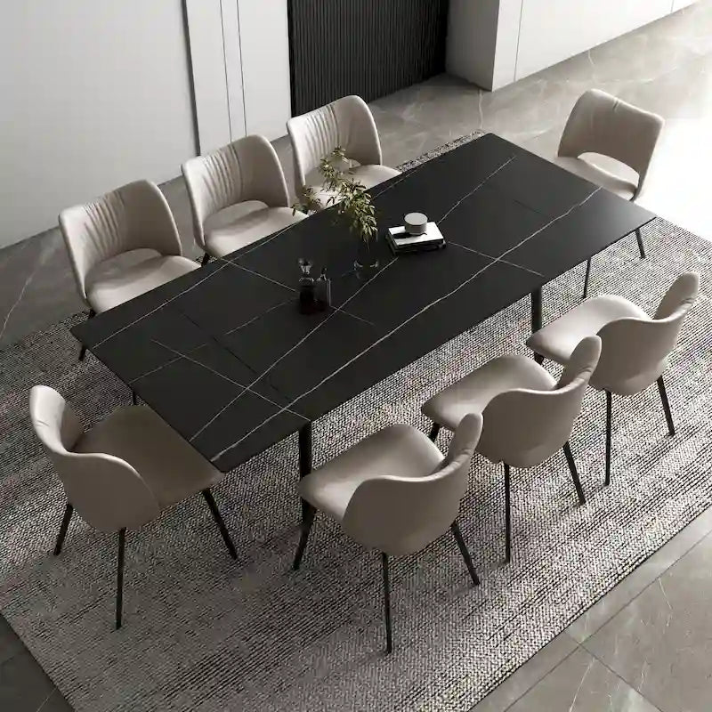 Table de salle à manger extensible avec plateau en pierre sintérisée, de 160 cm à 240 cm