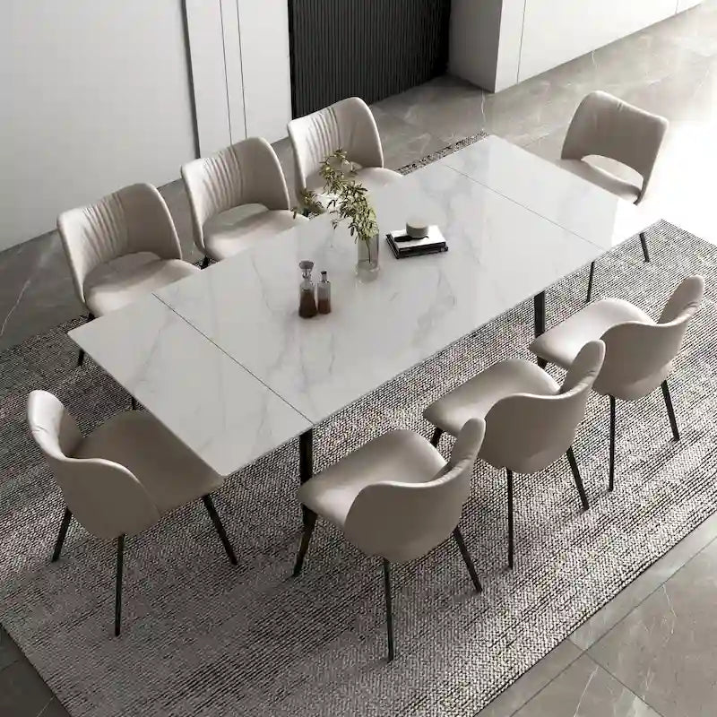 Table de salle à manger extensible avec plateau en pierre sintérisée, de 160 cm à 240 cm