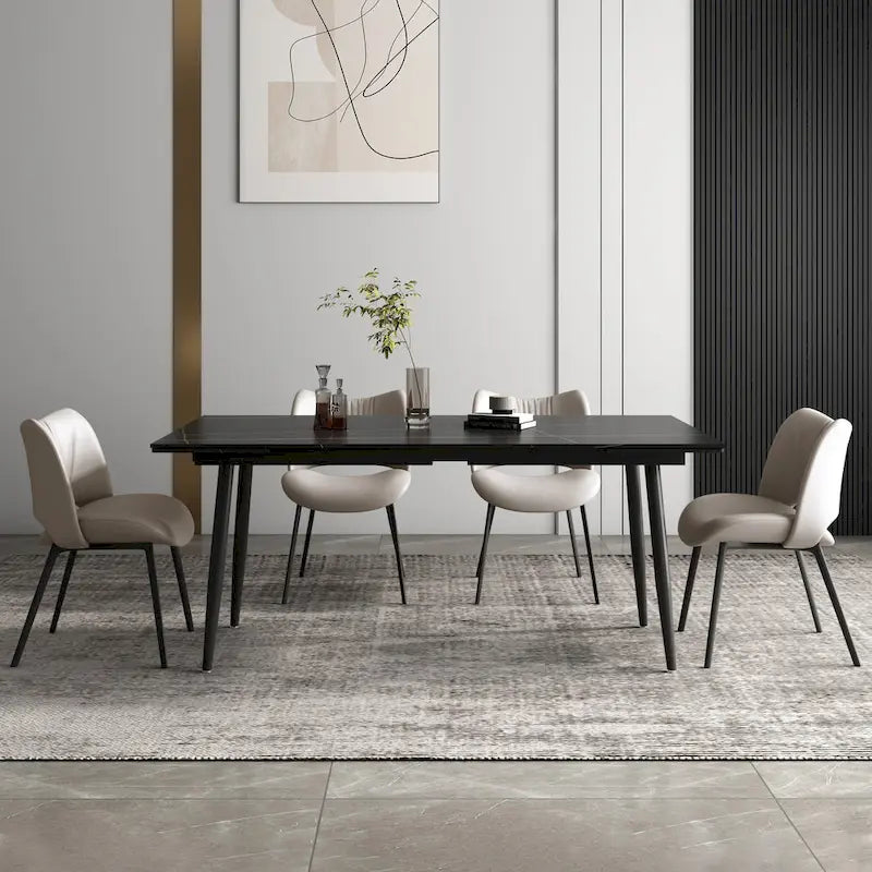 Table de salle à manger extensible avec plateau en pierre sintérisée, de 160 cm à 240 cm