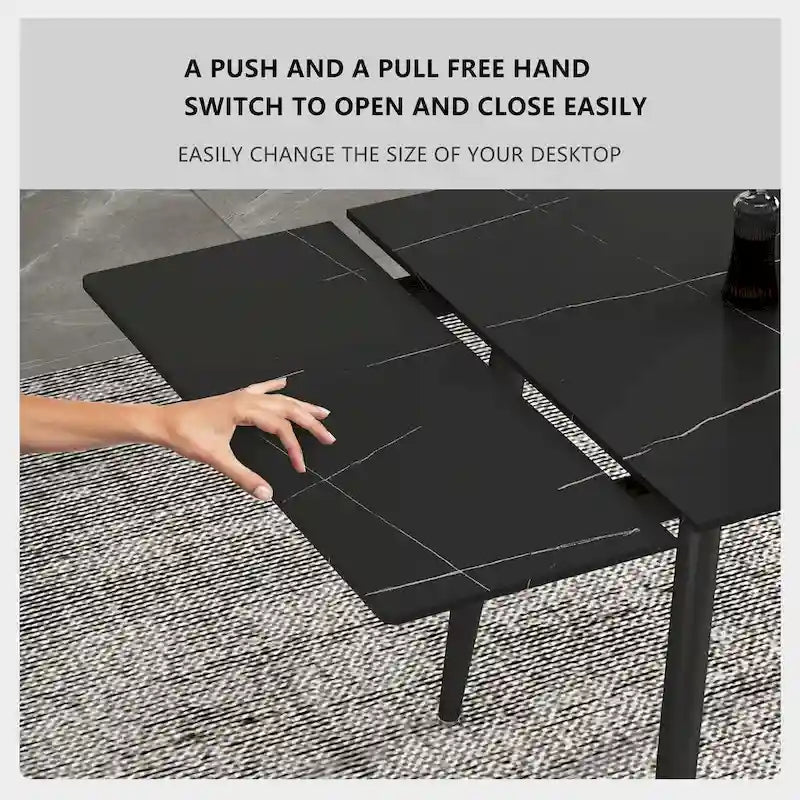 Table de salle à manger extensible avec plateau en pierre sintérisée, de 160 cm à 240 cm
