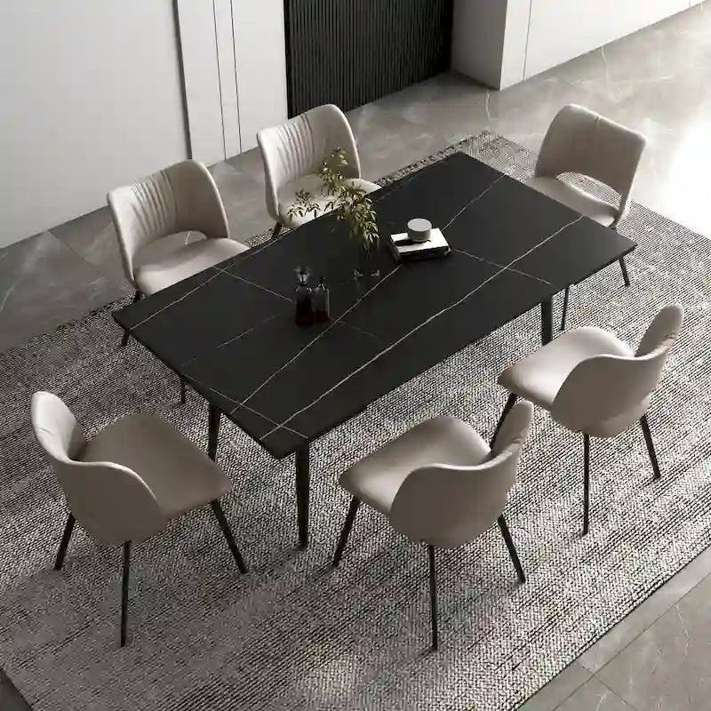 Table de salle à manger extensible avec plateau en pierre sintérisée, de 160 cm à 240 cm