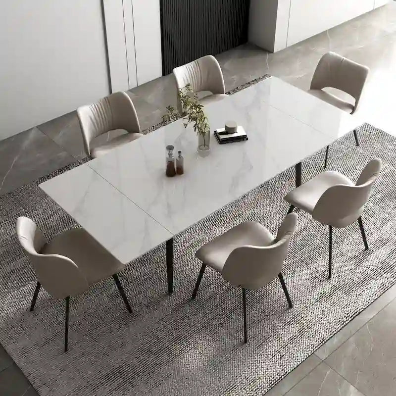 Table de salle à manger extensible avec plateau en pierre sintérisée, de 160 cm à 240 cm