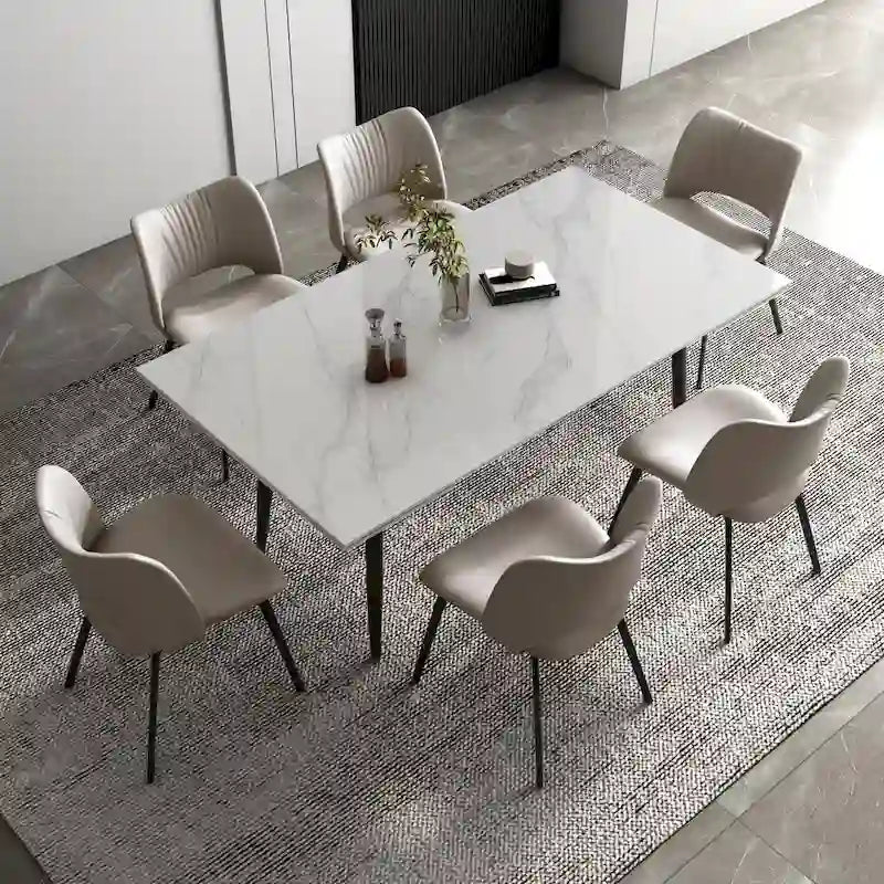 Table de salle à manger extensible avec plateau en pierre sintérisée, de 160 cm à 240 cm