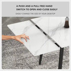 Table de salle à manger extensible avec plateau en pierre sintérisée, de 160 cm à 240 cm