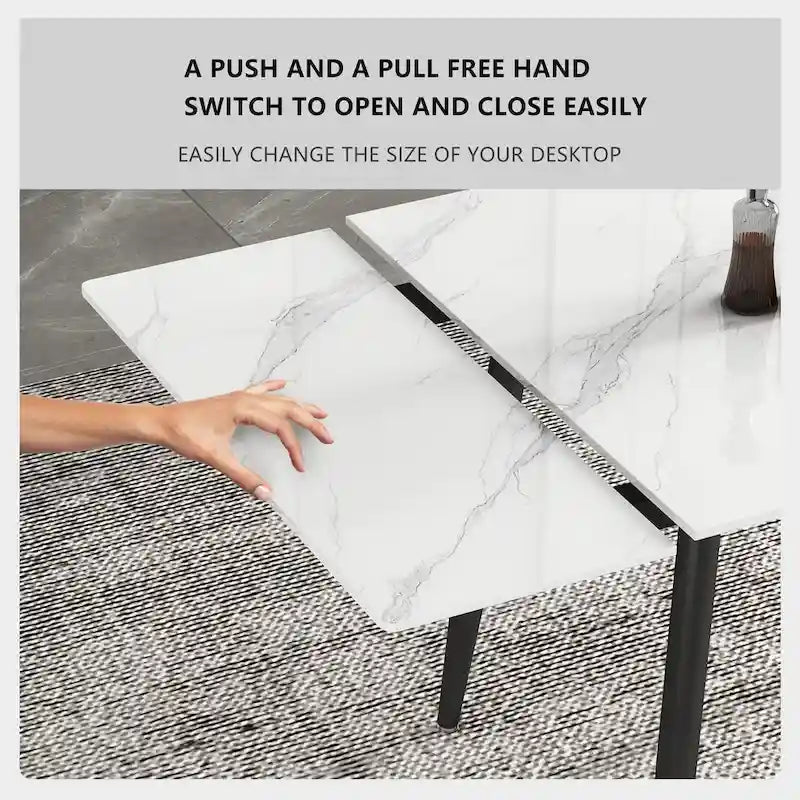 Table de salle à manger extensible avec plateau en pierre sintérisée, de 160 cm à 240 cm