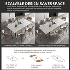 Table de salle à manger extensible avec plateau en pierre sintérisée, de 160 cm à 240 cm