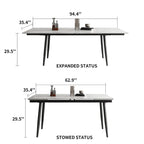 Table de salle à manger extensible avec plateau en pierre sintérisée, de 160 cm à 240 cm
