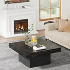 Table basse carrée LED de style fermette en bois composite pour salon