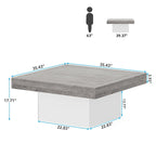 Table basse carrée LED de style fermette en bois composite pour salon