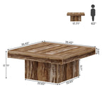 Table basse carrée LED de style fermette en bois composite pour salon