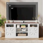 TV Stand with Double Barn Doors Storage Cabinets