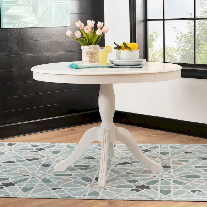 Table à manger ronde sur pied en bois massif