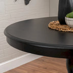 Table à manger ronde sur pied en bois massif