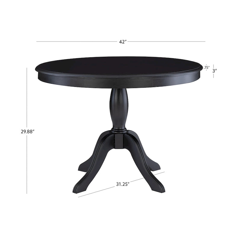 Table à manger ronde sur pied en bois massif
