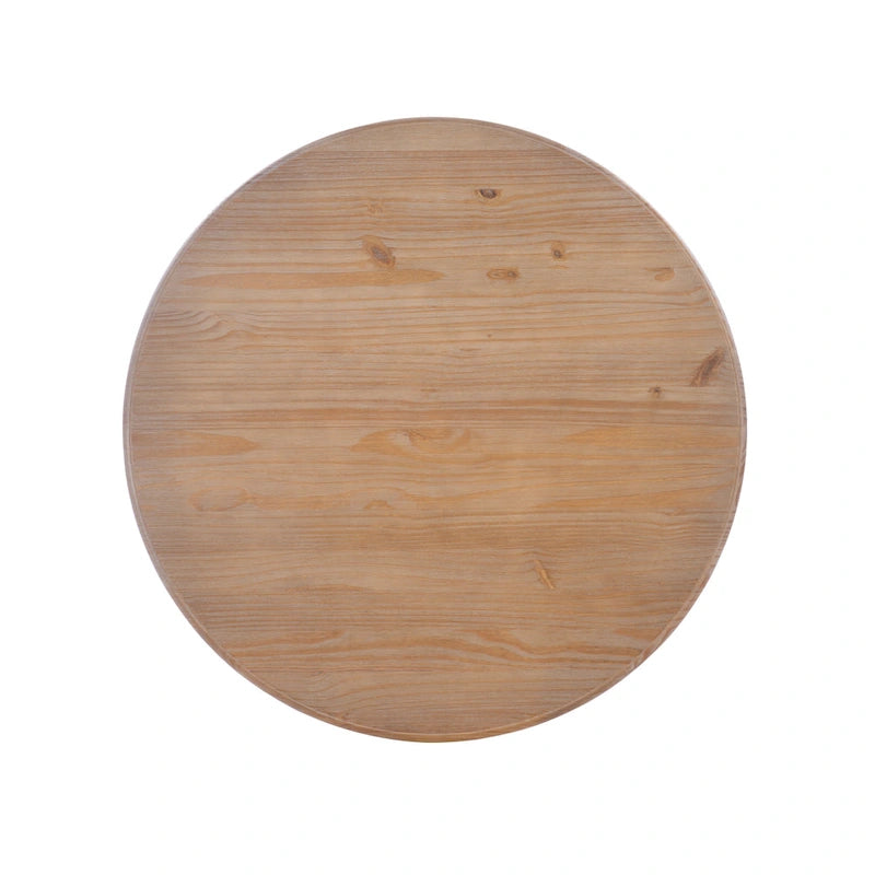Table à manger ronde sur pied en bois massif