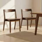 Set of 2 Astor Dark Brown Solid Wood Chair with Curved Back
