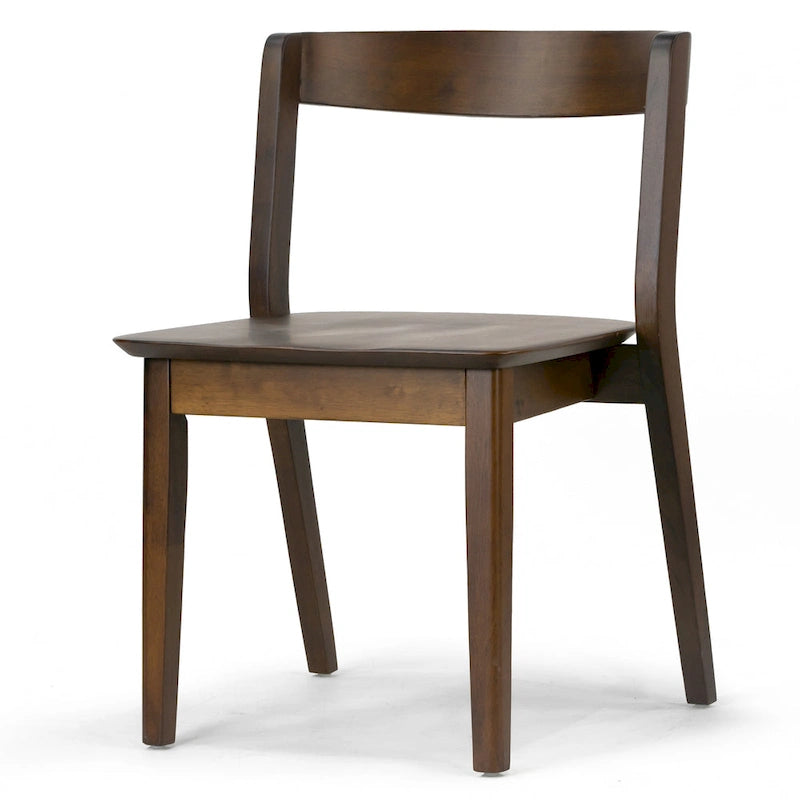 Chaise en bois massif marron foncé avec dossier incurvé