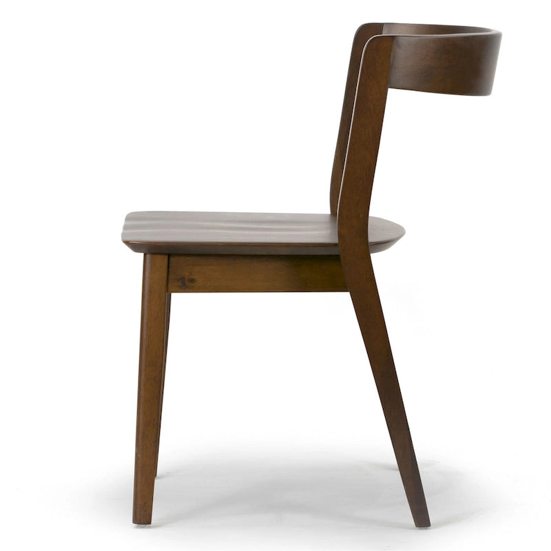 Chaise en bois massif marron foncé avec dossier incurvé