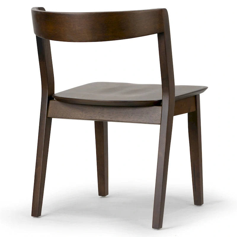 Chaise en bois massif marron foncé avec dossier incurvé