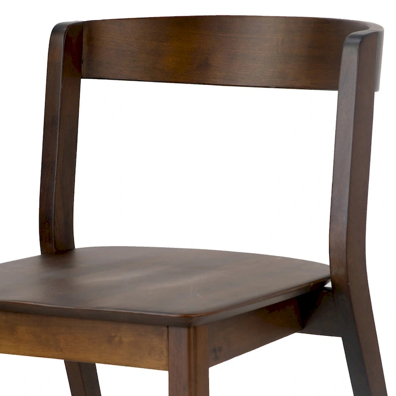 Chaise en bois massif marron foncé avec dossier incurvé