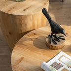 Table basse en bois en forme de tonneau style vintage